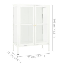 Buffet Blanc 75x35x105 cm Acier et verre