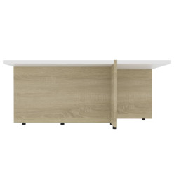 Table basse Blanc et chêne sonoma 79,5x79,5x30 cm Aggloméré