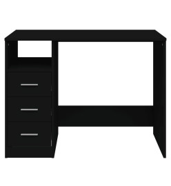 Bureau avec tiroirs Noir 102x50x76 cm Bois d'ingénierie