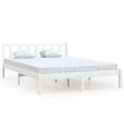 Cadre de lit Blanc Bois de pin massif 140x190 cm