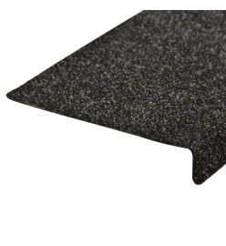 Tapis de marches d'escalier 10 pcs Noir 65x21x4 cm Aiguilleté