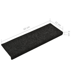 Tapis de marches d'escalier 10 pcs Noir 65x21x4 cm Aiguilleté