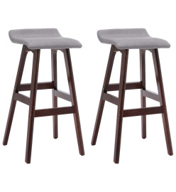 Tabourets de bar lot de 2 gris clair tissu