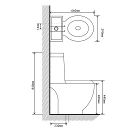 Toilette en céramique Ronde Écoulement d'eau au fond Blanc