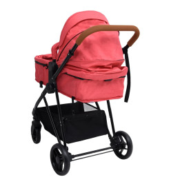 Poussette pour bébé 3-en-1 Rouge et noir Acier