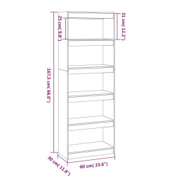 Bibliothèque/Cloison Marron miel 60x30x167,5 cm Bois de pin