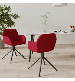 Chaises pivotantes salle à manger 2 pcs Rouge bordeaux Velours