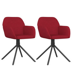 Chaises pivotantes salle à manger 2 pcs Rouge bordeaux Velours