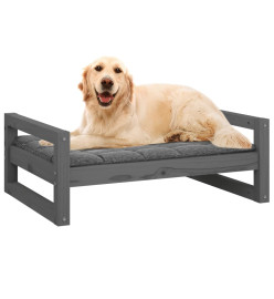 Lit pour chien Gris 75,5x55,5x28 cm Bois de pin solide