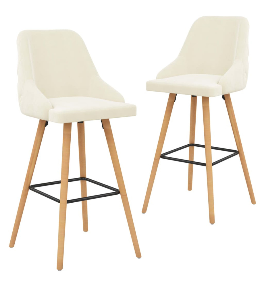 Chaises de bar lot de 2 crème velours