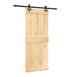 Porte coulissante et kit de quincaillerie 85x210 cm pin massif