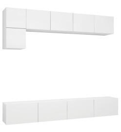 Ensemble de meuble TV 5 pcs Blanc Aggloméré