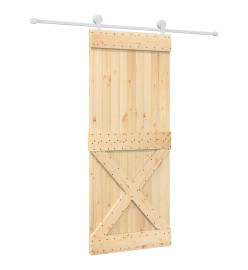 Porte coulissante et kit de quincaillerie 85x210 cm pin massif