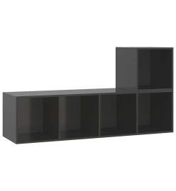 Ensemble de meuble TV 2 pcs Gris brillant Aggloméré