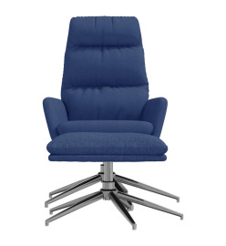 Chaise de relaxation avec tabouret Bleu Tissu