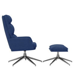 Chaise de relaxation avec tabouret Bleu Tissu