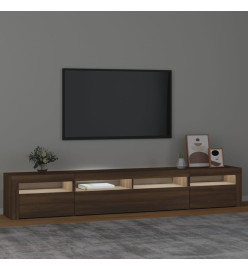 Meuble TV avec lumières LED Chêne marron 240x35x40 cm