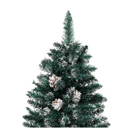 Sapin de Noël mince bois véritable et neige blanche vert 150 cm