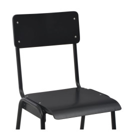 Chaises de bar lot de 6 noir contreplaqué solide et acier