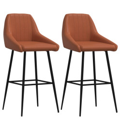 Tabourets de bar lot de 2 marron clair similicuir