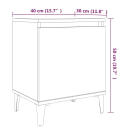 Table de chevet avec pieds en métal Sonoma gris 40x30x50 cm