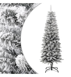 Sapin de Noël artificiel mince avec neige floquée 150 cm PVC/PE