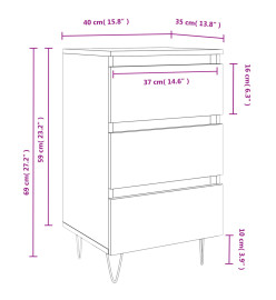 Tables de chevet 2 pcs blanc 40x35x69 cm bois d’ingénierie