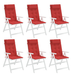 Coussins de chaise à dossier haut lot de 6 rouge tissu oxford