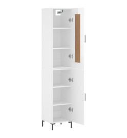 Buffet haut Blanc brillant 34,5x34x180 cm Bois d'ingénierie