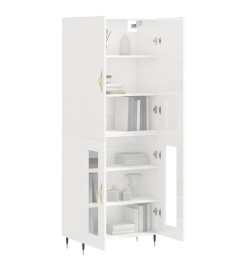 Buffet haut Blanc brillant 69,5x34x180 cm Bois d'ingénierie