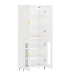 Buffet haut Blanc brillant 69,5x34x180 cm Bois d'ingénierie