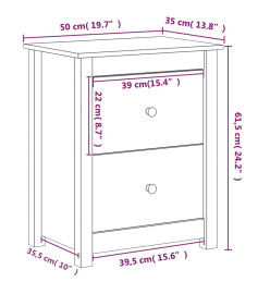 Tables de chevet 2 pcs Noir 50x35x61,5 cm Bois de pin massif