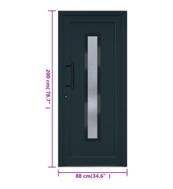 Porte d'entrée anthracite 88x200 cm PVC