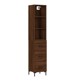 Buffet haut Chêne marron 34,5x34x180 cm Bois d'ingénierie