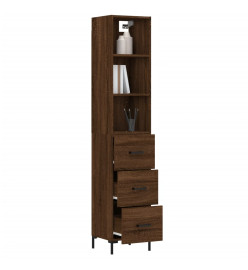 Buffet haut Chêne marron 34,5x34x180 cm Bois d'ingénierie