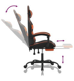 Chaise de jeu avec repose-pied Noir et orange Similicuir