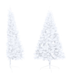 Sapin de Noël artificiel moitié avec support blanc 120 cm PVC