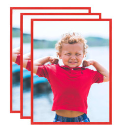 Collage de cadres photo 3 pcs au mur table Rouge 50x60 cm MDF