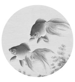 WallArt Papier peint cercle Two Goldfish 190 cm