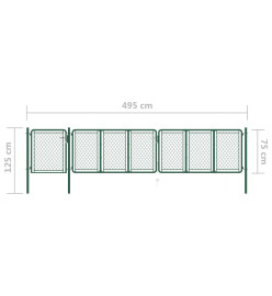 Portail de jardin Acier 75x495 cm Vert