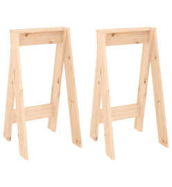 Tabourets lot de 2 40x40x75 cm bois massif de pin