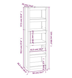 Bibliothèque Blanc 50x35x154 cm Bois de pin massif