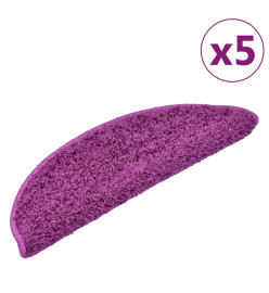 Tapis d'escalier 5 pcs 56x17x3 cm Violet