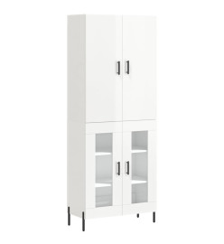 Buffet haut Blanc brillant 69,5x34x180 cm Bois d'ingénierie