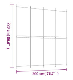 Cloison de séparation 4 panneaux Marron 200x220 cm Tissu