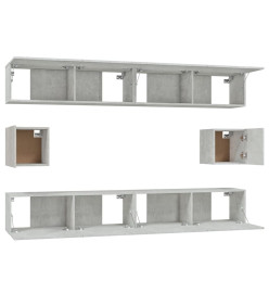 Ensemble de meubles TV 6 pcs Gris béton Bois d'ingénierie