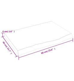 Étagère murale 60x40x4 cm bois de chêne massif non traité