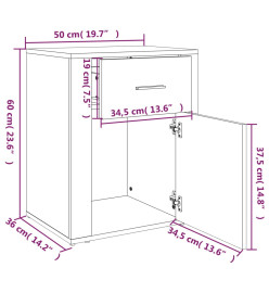 Table de chevet Sonoma gris 50x36x60 cm Bois d'ingénierie