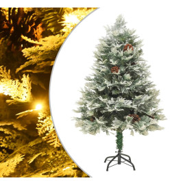 Sapin de Noël pré-éclairé et pommes de pin vert 150cm PVC et PE