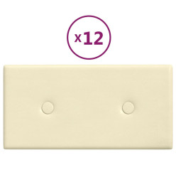 Panneaux muraux 12 pcs Crème 30x15 cm Similicuir 0,54 m²